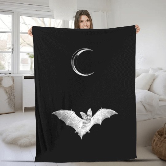 Bat Moon Fleece Blankets