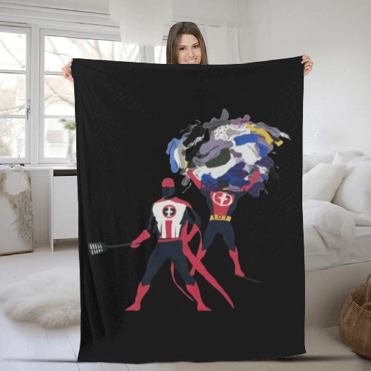 imagine everyday objects as superheroes. Fleece Blankets