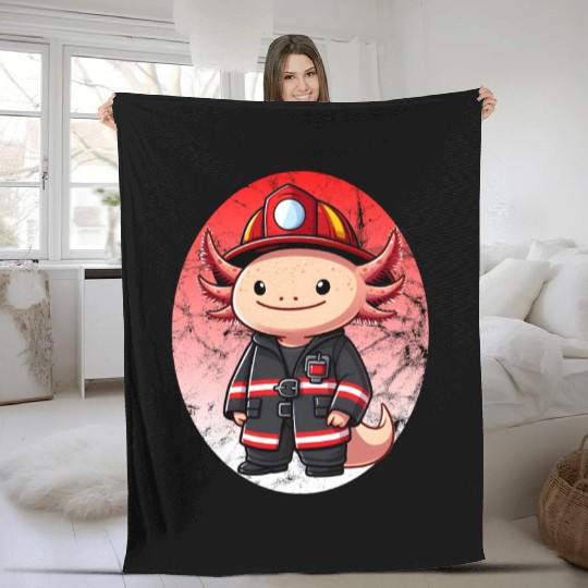 Axolotl Firefighter Fleece Blankets