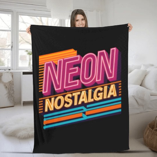 Neon Nostalgia: Pay homage to the retro neon aesth Fleece Blankets