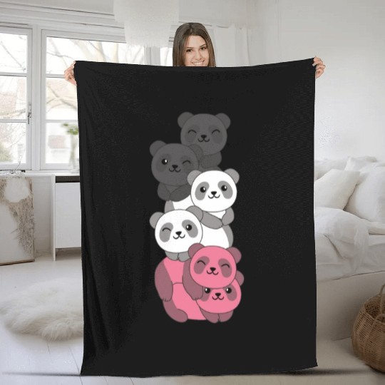Femaric Flag Pride Lgbtq Cute Panda Fleece Blankets