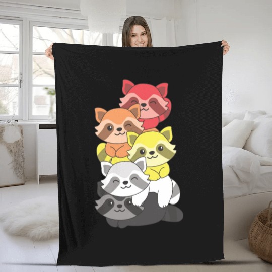 Lithsexual Flag Pride Lgbtq Cute Raccoon Fleece Blankets