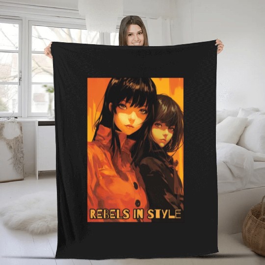 Rebels in Style: Anime Girls Fleece Blankets