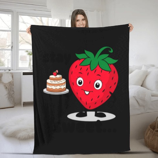 strawberry smile remains sweet Fleece Blankets