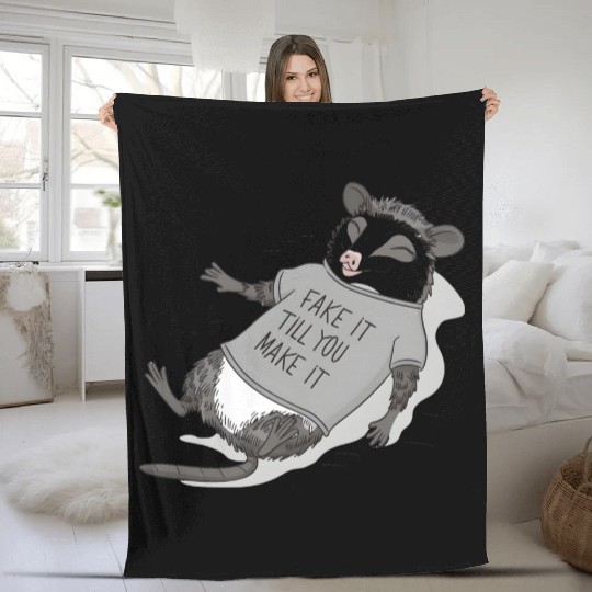 Live Weird Fake Your Death - Funny Possum Fleece Blankets