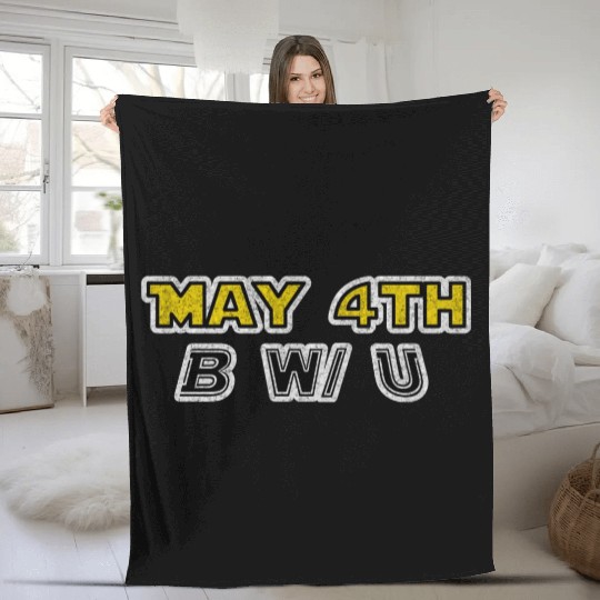 may 4th be with you YELLOW GRUNGE Fleece Blankets
