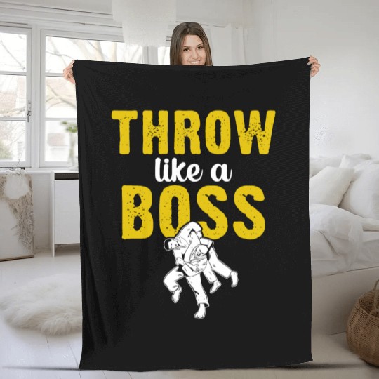 Throw Like A Boss Judoka Funny Judo Fleece Blankets