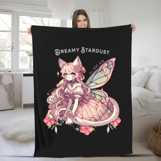 Enchanted Dreamy Stardust-A Cat Fairycore Fantasy Fleece Blankets