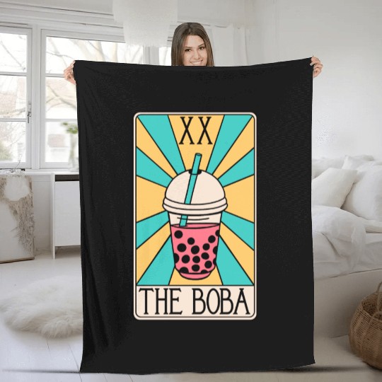 Boba Tarot Card - Bubble Tea Fleece Blankets