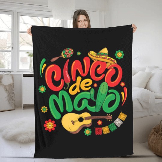 Cinco de Mayo Mexican Taco Guitar Fiesta Fleece Blankets