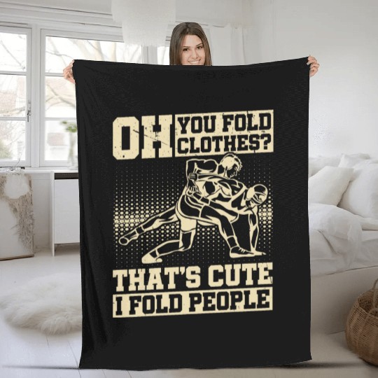 Funny Wrestling I Fold People Wrestler Fleece Blankets