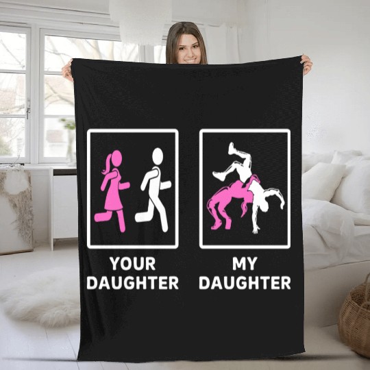 Your Daughter My Daughter Wrestling Mom Fleece Blankets