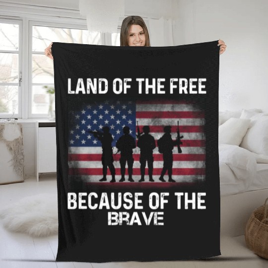 Land of the free because of the brave Fleece Blankets