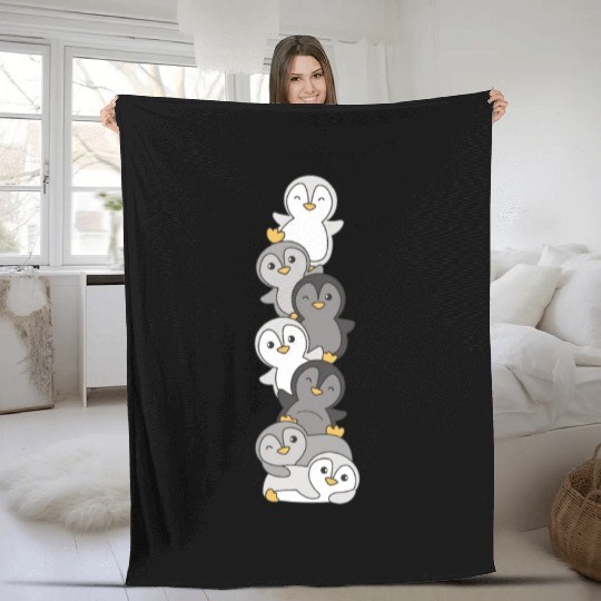 Allosexual Flag Pride Lgbtq Cute Penguin Stack Fleece Blankets