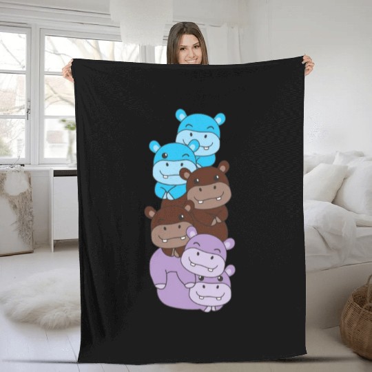 Androsexual Flag Pride Lgbtq Cute Hippo Fleece Blankets