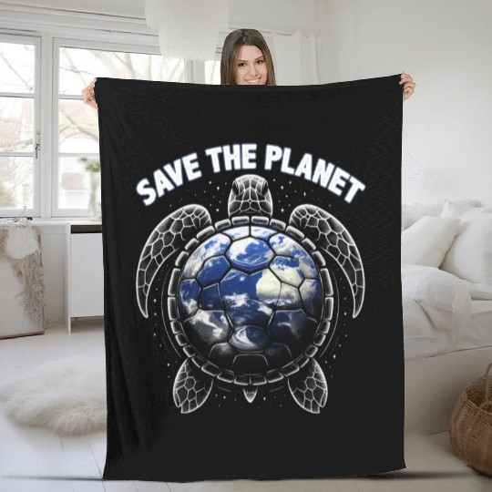 Save The Planet Turtle Environment Ocean Earth Day Fleece Blankets