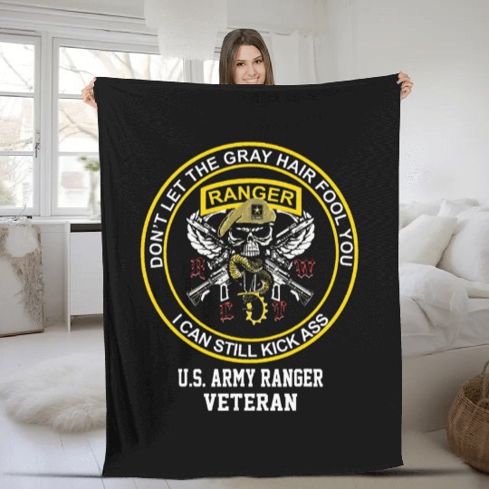 Retired US Army Ranger Veteran USA Military Vet Fleece Blankets