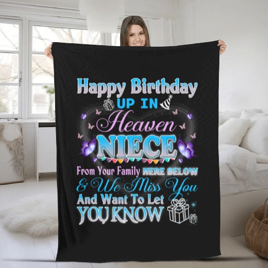 Happy Heavenly Birthday Up In Heaven My Niece Fleece Blankets