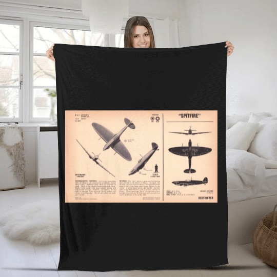 Spitfire Recognition Sheet Fleece Blankets