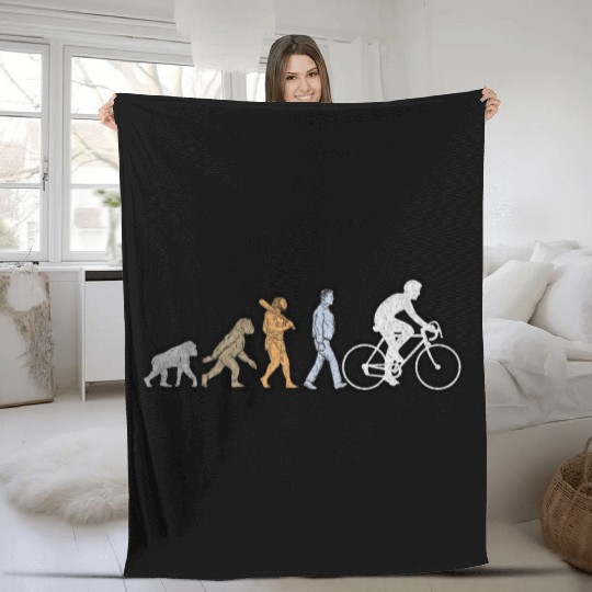 Evolution of bike Men white grunge Fleece Blankets