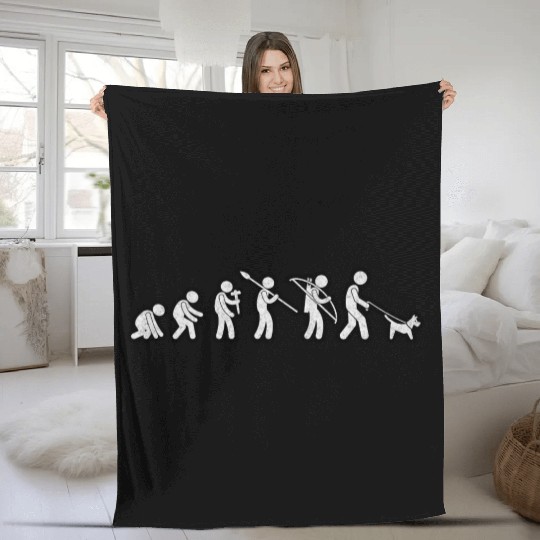 Evolution of Man Gassi Gehen White Grunge Fleece Blankets