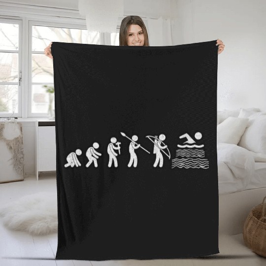 Evolution Swimming White Grunge Fleece Blankets