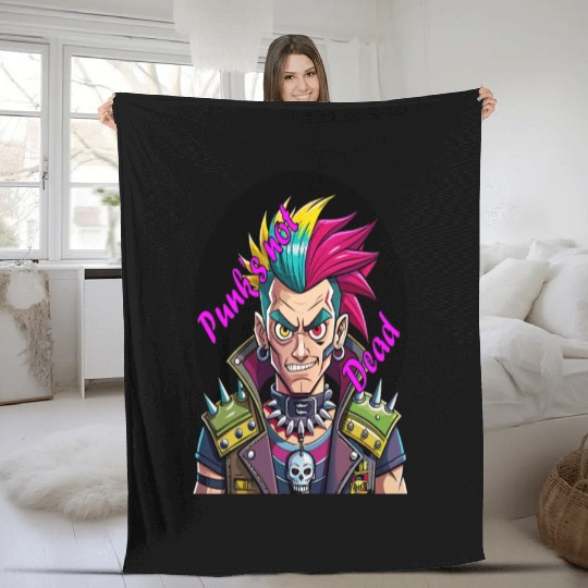 Rebel's Gaze: A Tribute to Punk's Resilience Fleece Blankets