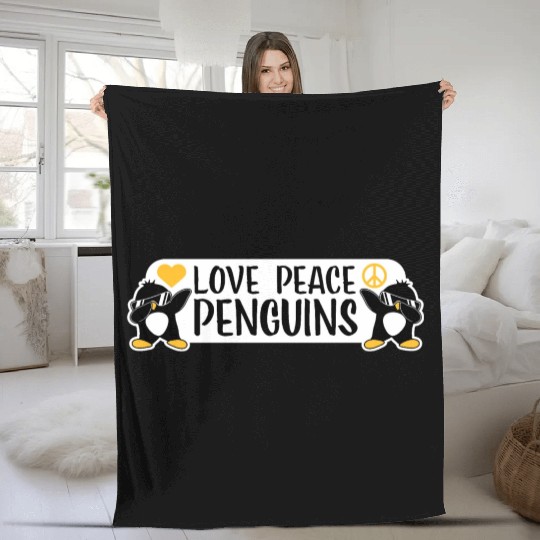 Love Peace Penguins Funny Dab Cool Penguin Dabbing Fleece Blankets