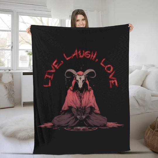 Live, Laugh, Love Baphomet Fleece Blankets