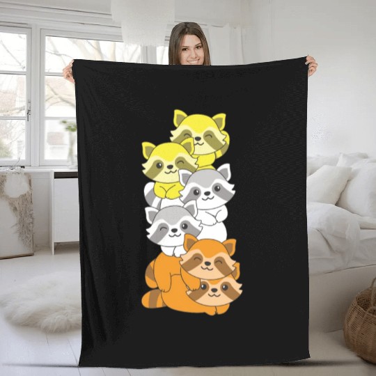 Maverique Flag Pride Lgbtq Cute Raccoon Fleece Blankets