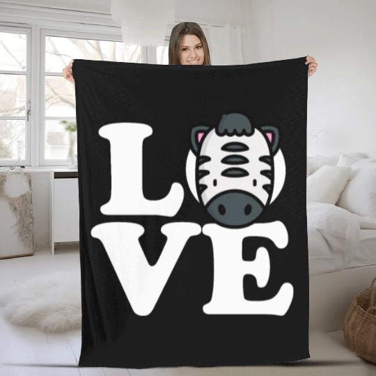 LOVE Zebra Funny Stripes Animal Face African Pun Fleece Blankets