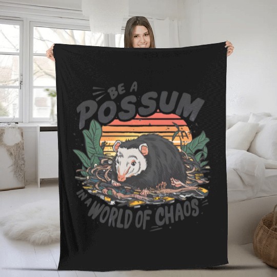 Be a Possum in a world of chaos Street Cats Squad Fleece Blankets