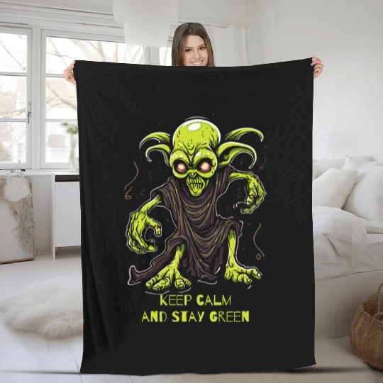 Keep Calm and Stay Green Goblin Fleece Blankets