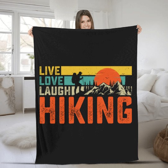 Live love laugh hiking Fleece Blankets