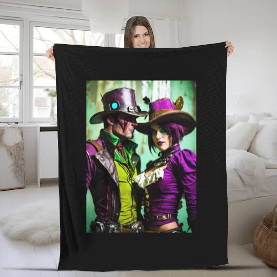 dark purple and green avatars ax vs nox 1 Fleece Blankets