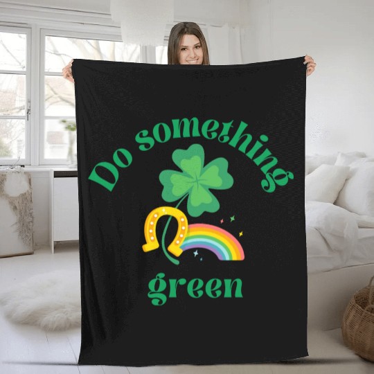 Do something green rainbow Fleece Blankets