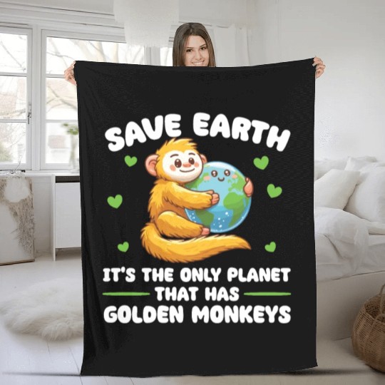 Is The Only Planet With Golden Monkeys Earth Fleece Blankets