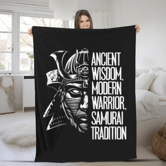 Black And White Samurai Fleece Blankets