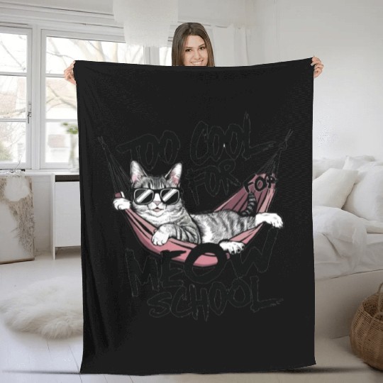 Too cool for meow school Fleece Blankets
