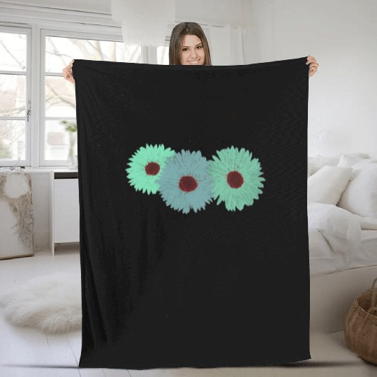 Pretty Spring Flowers Green Fleece Blankets
