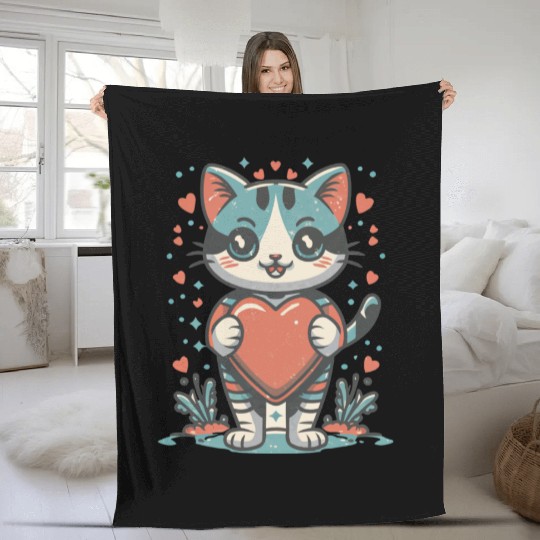 cat mom Fleece Blankets