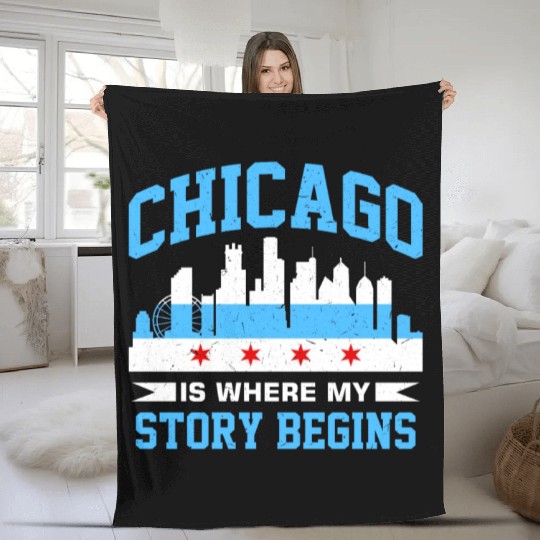 Unique Chicago Skyline Windy City 312 Fleece Blankets