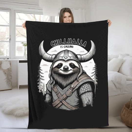 Chillhalla is Calling, Sloth design Fleece Blankets