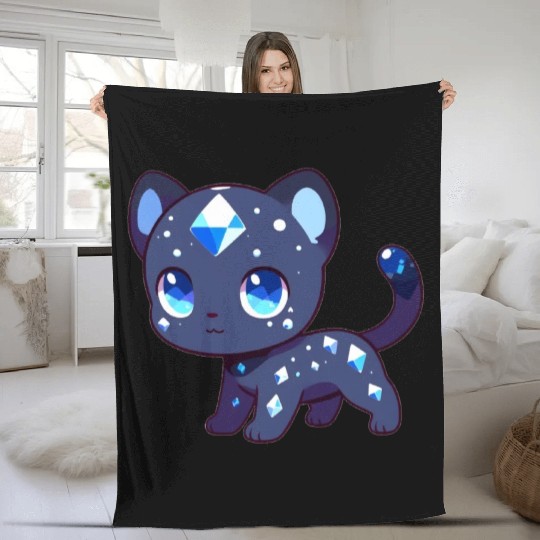 Sapphire Panther Fleece Blankets