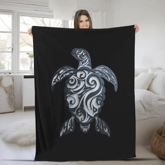 Tribal Sea Turtle Fleece Blankets