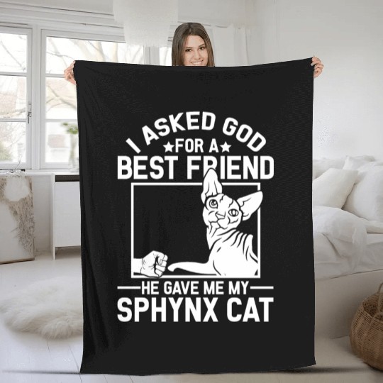 Best Friend Funny Sphynx Cat Mom Fleece Blankets