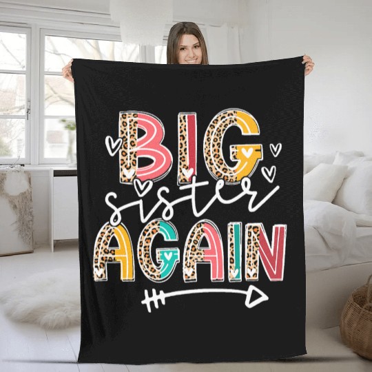 Big Sister Again Soon To Be Sis Announcement Fleece Blankets