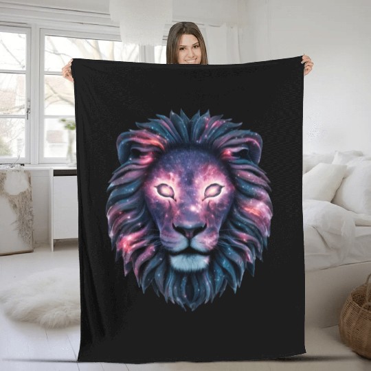 Lion Head with Galaxy Style Fleece Blankets