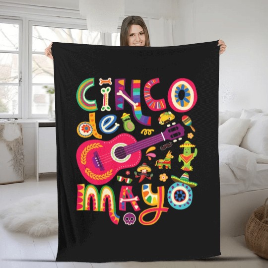 Cinco de Mayo Mexican Taco Guitar Fiesta Fleece Blankets