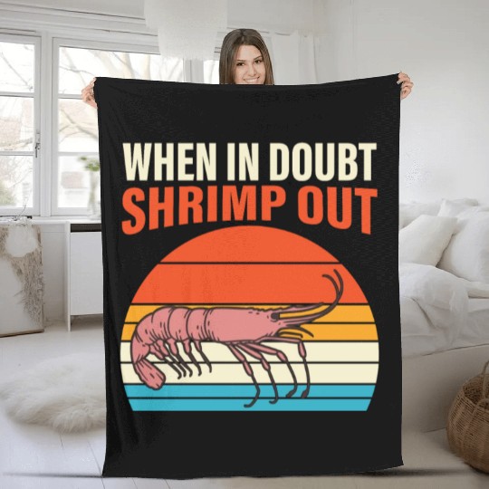 When In Doubt Shrimp Out Retro BJJ Brazilian Fleece Blankets